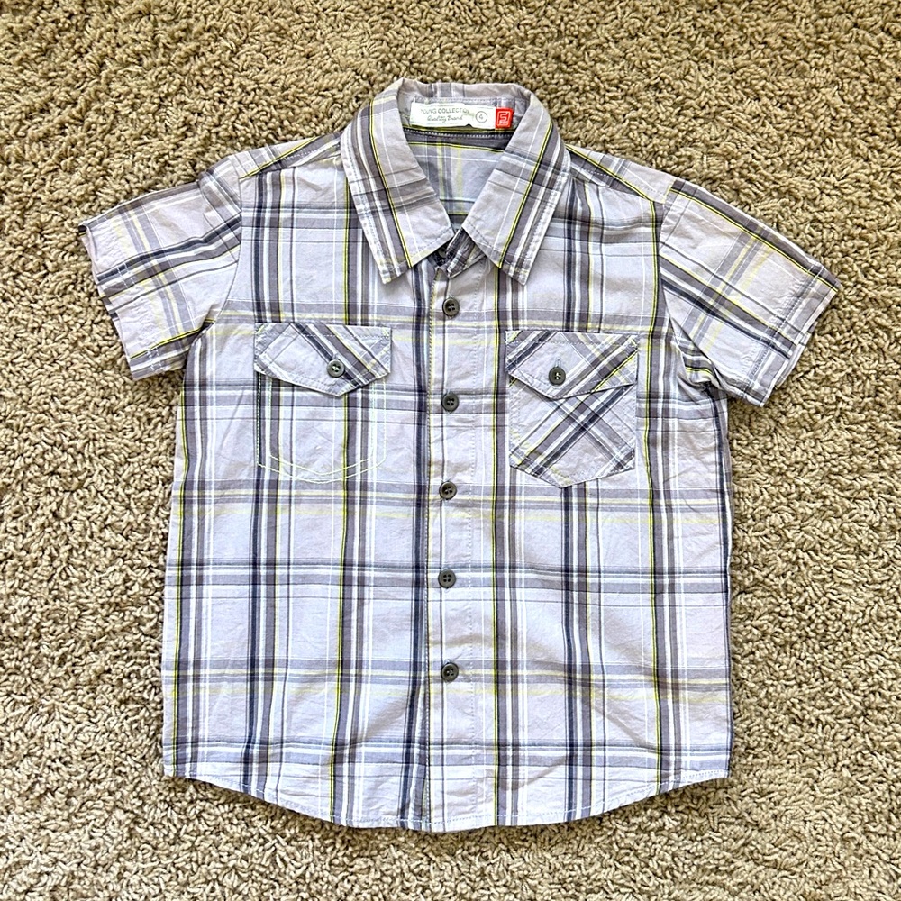 3 for $15 🍉Boys Tattersall Button Down Short Sleeved Shirt Size 4 (XS)